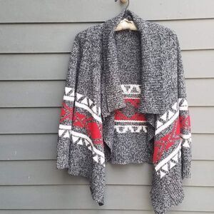 Charlotte Russe Unstructured Cardigan (Red/Black/White) size Medium
